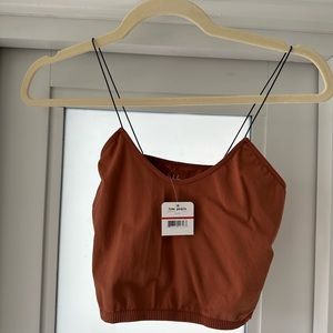 New Free People XS/S Skinny Strap Seamless Brami Tank Copper Terra Cotta NWT